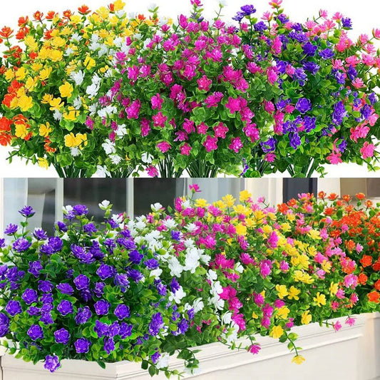 1 Bundle Crafted Flowers Outdoor UV Resistant Shrubs Plants Realistic Home Garden Outdoor Ceremony Wedding Arch Floral Decoration