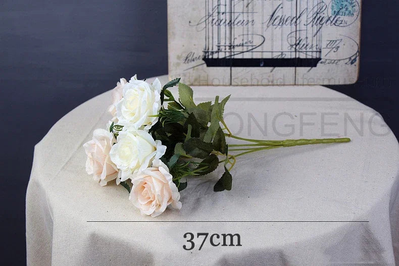 High-quality Silk Rose Artificial Flowers for Home Decor, Wedding Decoration, Big and Realistic.