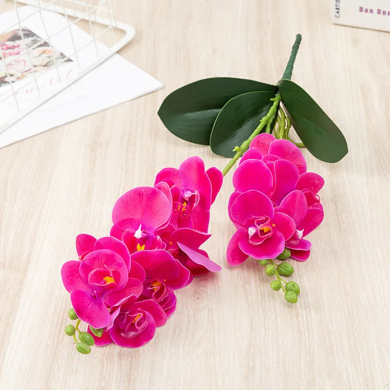 90CM 9-head Artificial Butterfly Orchid Artificial Flower with Adhesive Tape Orchid Home Decoration Living Room Placement