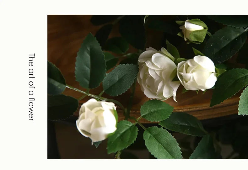 Rose flowers Crafted Hanging Plants Ivy Vine Leaves Greeny Chain Wall Home Room Garden Wedding Garland Outside Decoration
