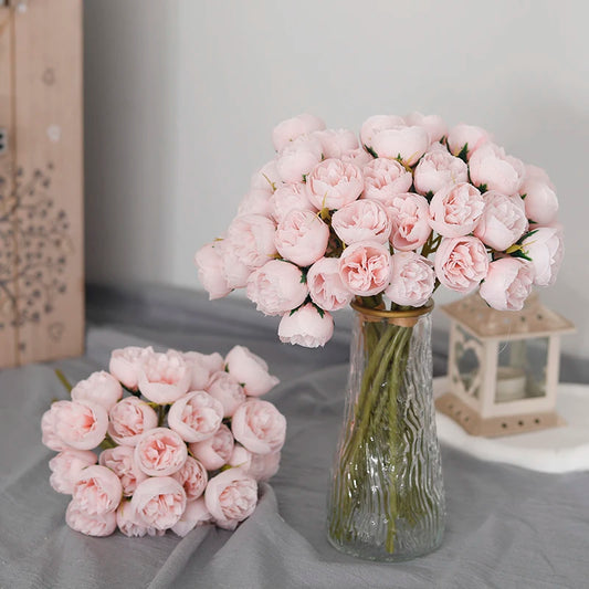 27 heads  Roses Crafted Flowers Silk Bouquet for Table Vase Arrange Home Wedding Decoration Roses Silk Flowers