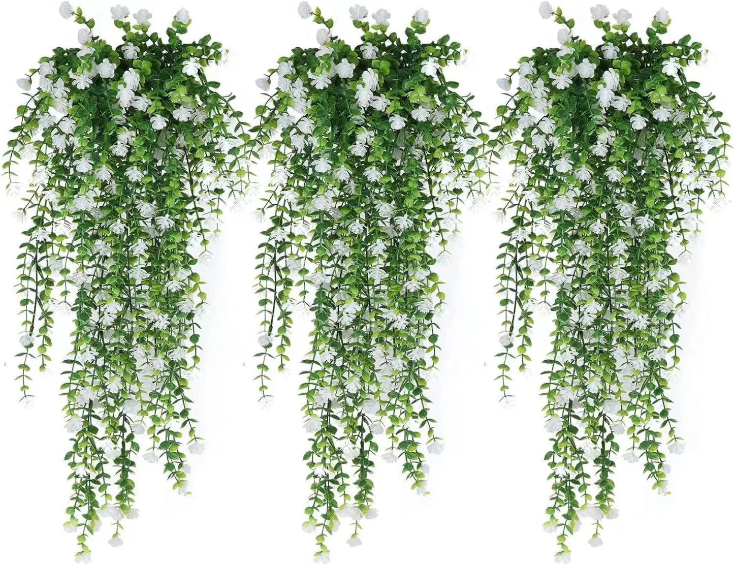 3pcs Realistic Hanging Plants Hanging Plant Experly Engineered Eucalyptus Leaf Greenery Vine Outdoor UV Resistant Plastic Plants