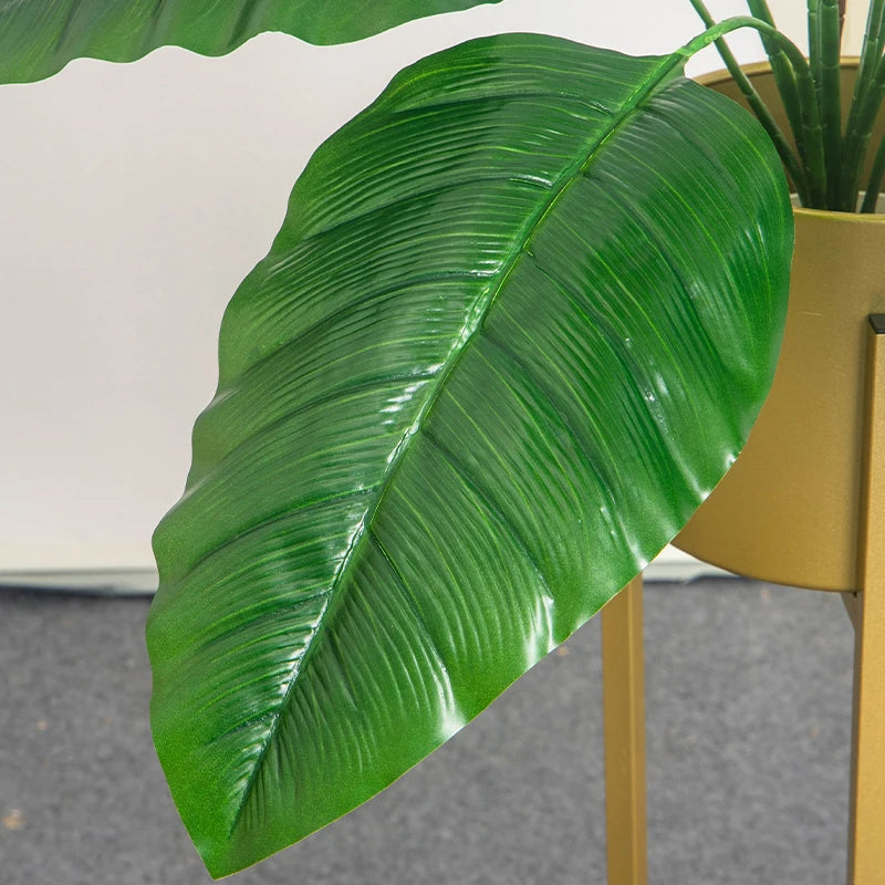 67-85cm Large Artificial Palm Tree Hand Crafted Plant Branch Tropical Banana Leaves Green Fabrical Monstera Leafs For Home Garden Decor