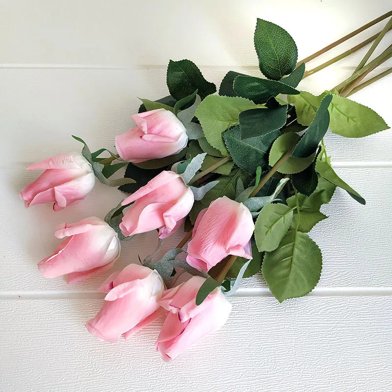 Latex Real Touch Rose Flowers, Kitchen, Birthday Party Decor, Home Decorations Branch, 12 PCs/Lot