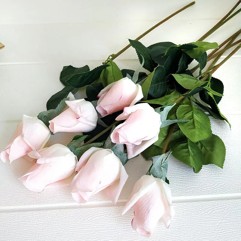 Latex Real Touch Rose Flowers, Kitchen, Birthday Party Decor, Home Decorations Branch, 12 PCs/Lot