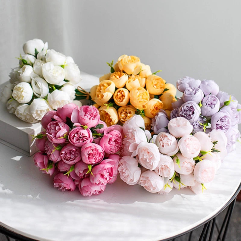 27Heads Peony Artificial Flowers for Home Vase DIY Decor Bride Rose Bouquet Wedding Party Centerpieces Decoration