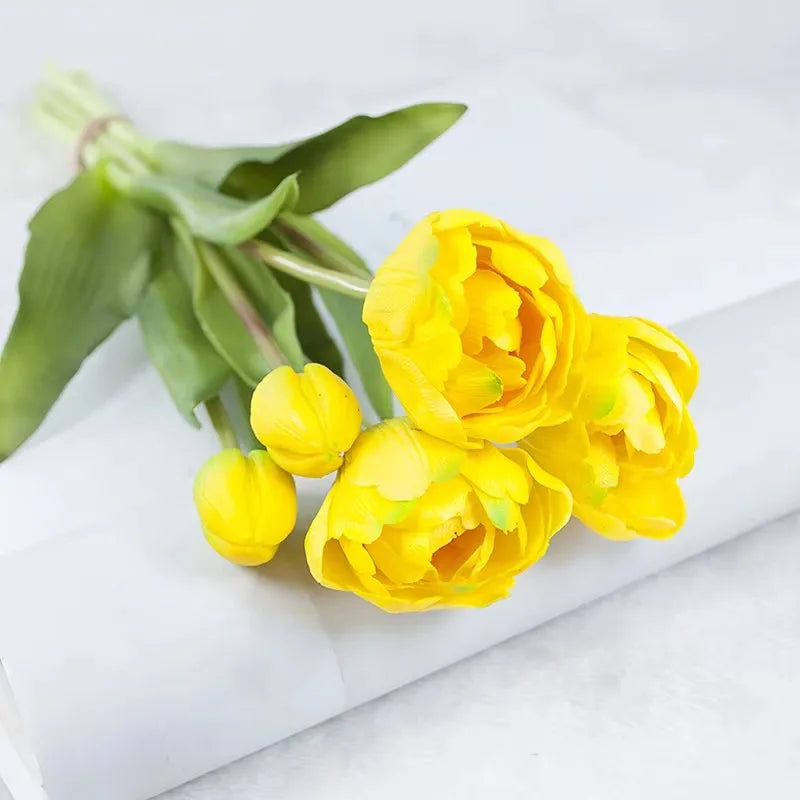 New Silicone Tulip Faux Flower Real Touch Bouquet 40CM Luxury Home Decorative Flowers Living Room Deco Flores Fake Plant