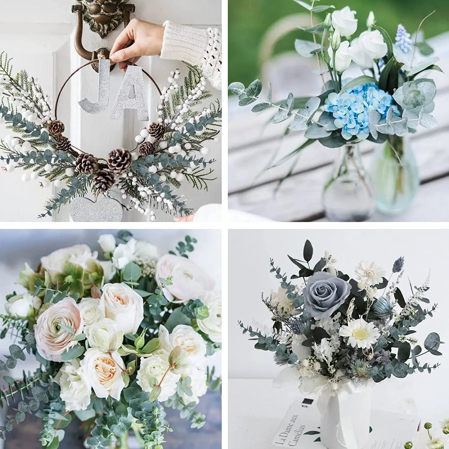 12pcs of lifelike artificial eucalyptus stems for Wedding Bouquet Floral Arrangement Home Decor