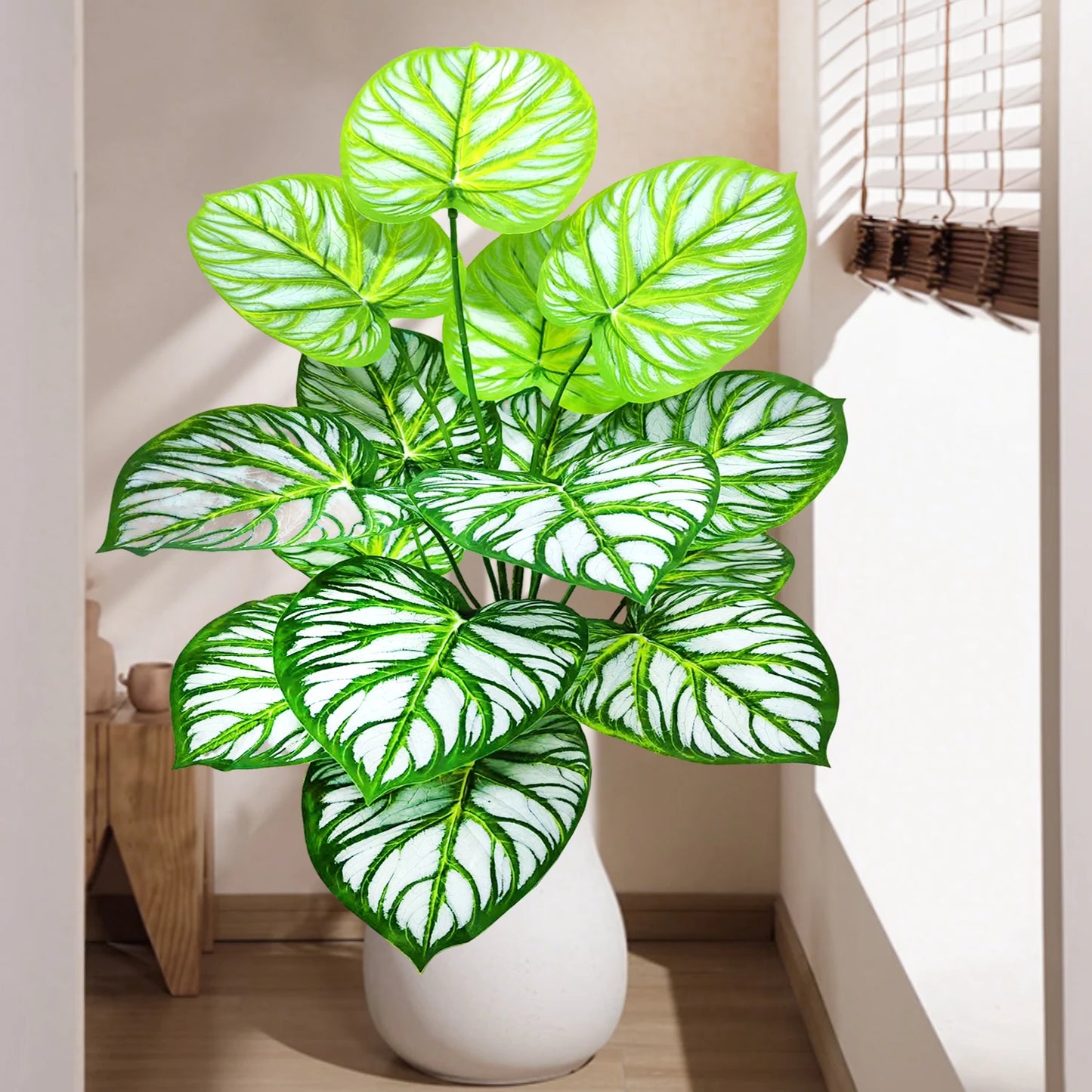 60-105cm /41.3in Artificial plant apple leaf fiddle leaf plastic leaf potted ornamental suitable for home decoration office