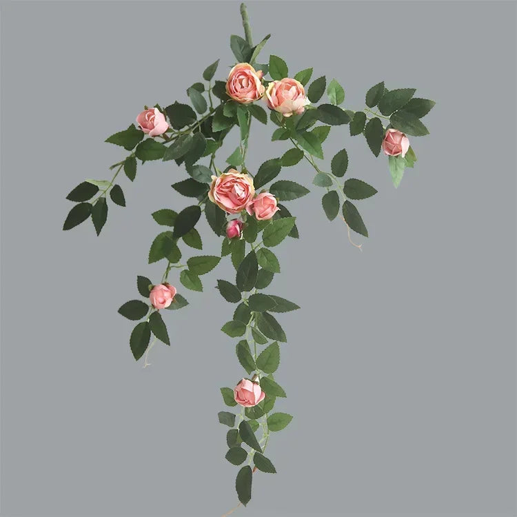 Rose flowers Crafted Hanging Plants Ivy Vine Leaves Greeny Chain Wall Home Room Garden Wedding Garland Outside Decoration