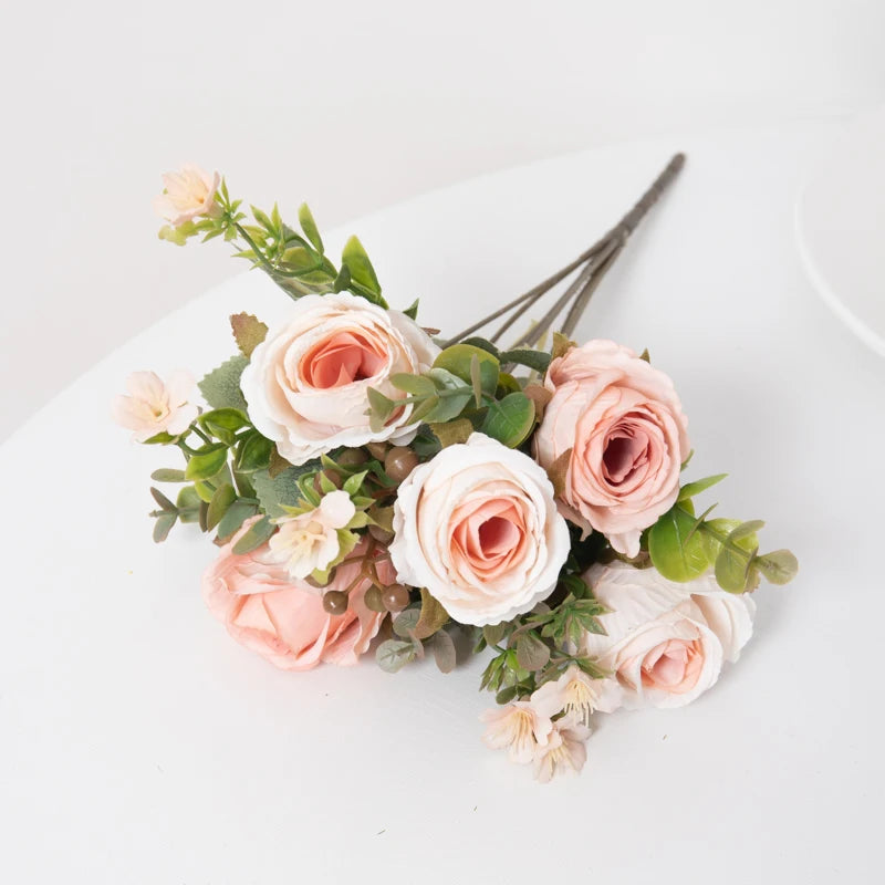 Timeless Rose Flowers Bouquet Silk Roses Wedding Home Table Decoration Arrange Crafted Plants Valentine's Day Present Supplies