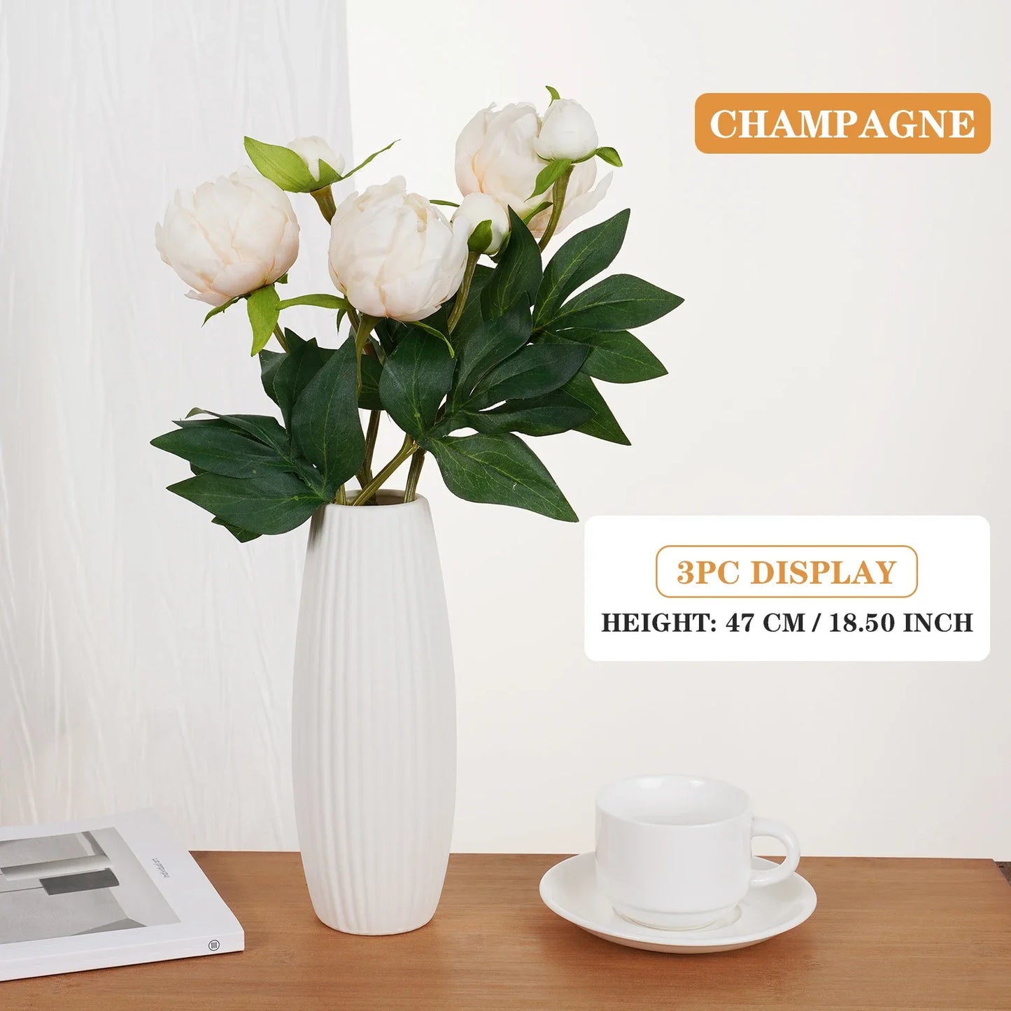 Luxury Artificial Peony Flowers for Decor Real Touch Silk Floral European Style Home Decor Fake Peonies for Living Room