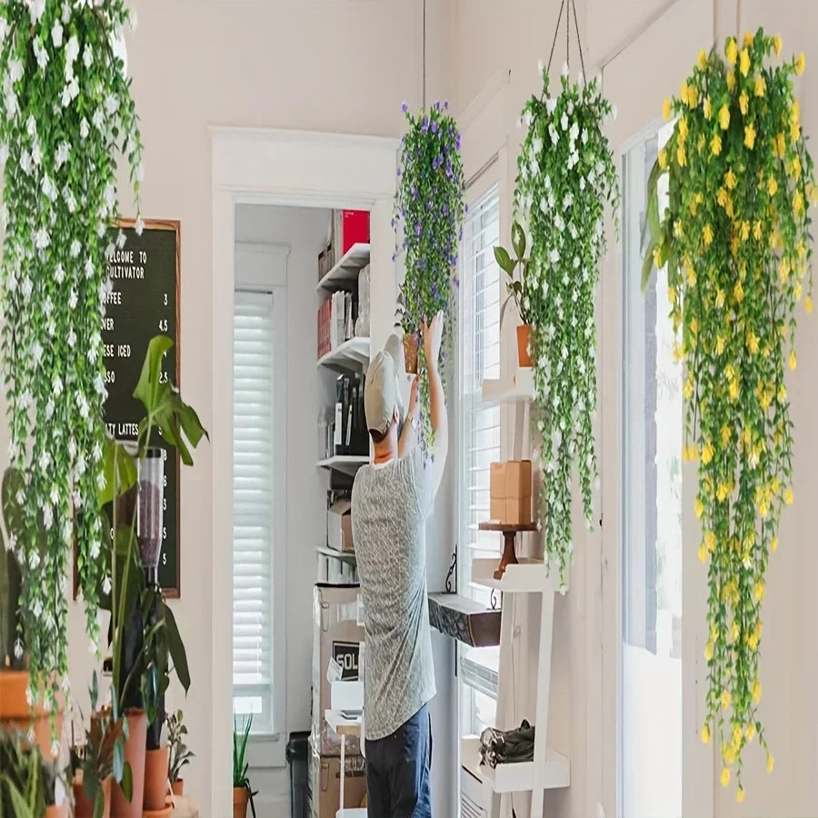 3pcs Realistic Hanging Plants Hanging Plant Experly Engineered Eucalyptus Leaf Greenery Vine Outdoor UV Resistant Plastic Plants